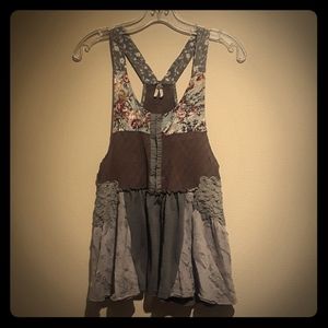 BKE Flowy Mixed Material Tank Top